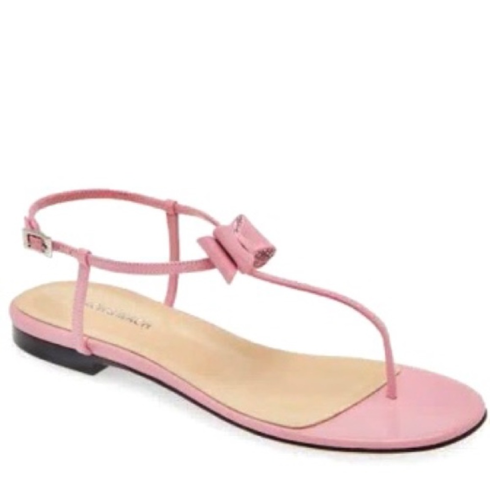 NEW MACH & MACH PINK LEATHER THONG STRAP SANDALS